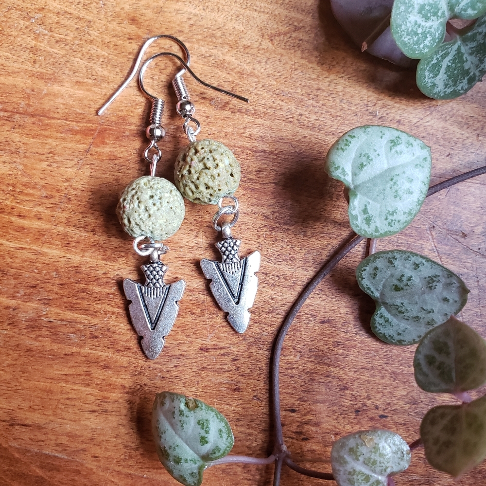 Handmade Essential Oil Diffuser Silver Spear Boho Earrings